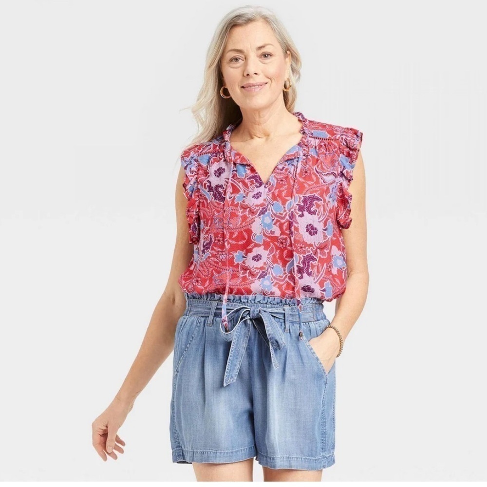 NWT Knox Rose Women's Flutter Short Sleeve Top Size XS